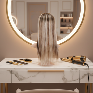 Extensiones <span class=keywords><strong>de</strong></span> Cabello <span class=keywords><strong>de</strong></span> Lujo con Clip, Topper <span class=keywords><strong>de</strong></span> Seda 7x8 <span class=keywords><strong>de</strong></span> 18 Pulgadas, Color Castaño Ceniza con Reflejos Plateados, 150% <span class=keywords><strong>de</strong></span> Densidad para una Cobertura Total y Cabello Voluminoso - Product Image 1