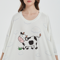 T-shirt de nuit super doux et confortable en tissu de bambou T-shirt surdimensionné Pyjamas Plus Size Vêtements de nuit pour femmes
