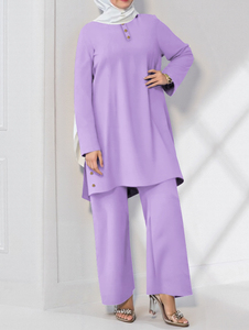 Set di <span class=keywords><strong>pantaloni</strong></span> Top a tunica a maniche lunghe da <span class=keywords><strong>donna</strong></span> modesto abito islamico Dubai Casual arabo camicetta <span class=keywords><strong>turca</strong></span> e <span class=keywords><strong>pantaloni</strong></span> da <span class=keywords><strong>donna</strong></span> 2 pezzi - Product Image 3