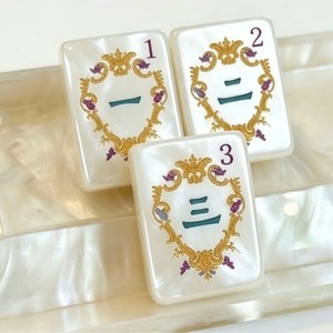 Wholesale Hand Carved American <b>Mahjong</b> Tiles, 2026 Hot-Selling Baroque Pearl Shell Acrylic Engraved <b>Mahjong</b> <b>Set</b> for Western Play - Product Image 3
