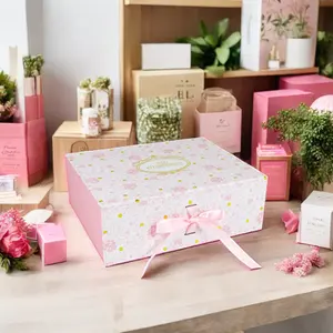 Crown win mailer collapsible box with silk packing folding pink mailbox shipping valentines gift design box jewelry paper boxes