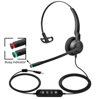 Auriculares Monoaurales con Cable USB para Oficina, con Micrófono con Cancelación de Ruido, para Centro de Llamadas, PC, Laptop, Reuniones Zoom - H76