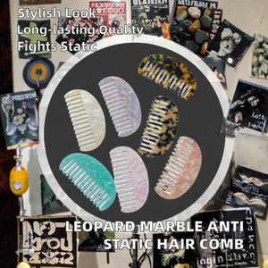 Peigne classique Beissy en plastique antistatique motif léopard marbré, à dents larges de 4 mm, pour usage domestique adulte - Product Image 2