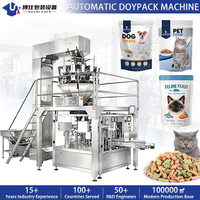 Machine de remplissage et d'emballage de sachets préformés à fond plat Doypack pour aliments pour animaux (poissons, chats, chiens) et snacks, avec peseuse multi-têtes 14 têtes