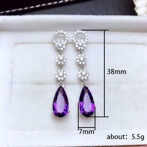 Eleganti Orecchini Pendenti Lunghi con Pietra Viola per Donne, Orecchini Scintillanti con Pavé, Gioielli alla Moda per Uso Quotidiano e Feste - Product Image 5