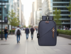 กระเป๋าเป้ผ้าเมมโมรี่ลายทางแนวนอนสำหรับผู้ชาย ปิดด้วยซิป สายสะพายโค้ง อเนกประสงค์ ทุกฤดูกาล ความจุต่ำกว่า 20 ลิตร - Product Image 2