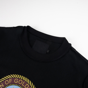 T-shirt da uomo personalizzata nera girocollo a maniche corte con inserti in tessuto, maniche in jersey 100% cotone, vestibilità regolare, <span class=keywords><strong>logo</strong></span> stampato - Product Image 3