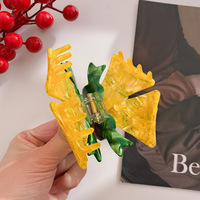 Feuille d'acétate exquise Collection de Noël Pince à cheveux moyenne avec perles Clip Bell Shark Clip Festival Accessoires de cheveux