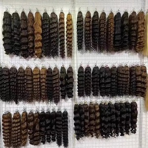 Extensions de cheveux humains Kinky Straight Feather-Crochet, brun chocolat, pré-séparées pour tresses, petites spirales bouclées, cheveux au crochet - Product Image 6