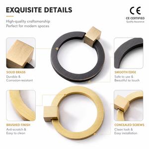 Koppalive铜圆形家具抽屉拉手小形金色黄铜衣柜橱柜吊环把手旋钮 - Product Image 2
