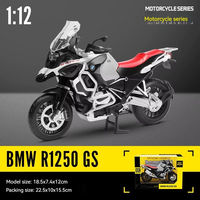 1:12 échelle BWM R1250GS modèle en métal moulé sous pression moto son et lumière caractéristiques roue avant direction ornement alliage modèle jouet