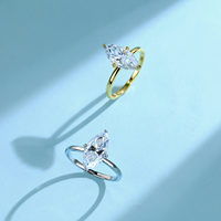 Bague de fiançailles solitaire en moissanite de luxe taille marquise 2,65 CTW en argent sterling S925, bijoux fins