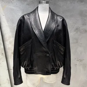 Veste surdimensionnée pour femmes de haute qualité, veste en cuir de mouton véritable, veste en daim vintage - Product Image 3