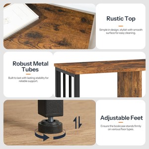 6 <strong>Cube</strong> Storage Organizer with <strong>Shelf</strong>, Industrial Horizontal Bookshelf, Wooden and Metal Cubby Bookcase, Long Shelving Unit - Product Image 6