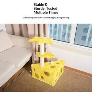 Rascador para Gatos de Sisal con Forma de Queso, Resistente a los Arañazos, Diseño Ecológico y Estable, Torre para Gatos con Casa para Gatos - Product Image 3