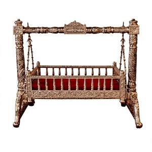 Traditional Silver Palna for Baby Naming Function Baby Welcoming Ceremony Carved Silver Swing Decor Baby Shower Function UK Sale - Product Image 1