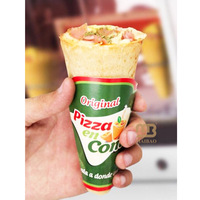 Nouveau Design Triangle À Emporter Pizza Cône Boîte Oeuf Bulle Gaufre Desserts Emballage Stand Boîte Personnalisé À Emporter Pancake Crêpes Titulaire