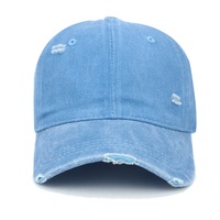 Casquette de baseball en denim de coton lavé personnalisée, style vintage déchiré et vieilli, casquette de papa réglable, brodée, fabricant OEM