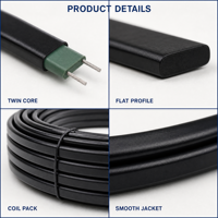 Cable Calefactor Autorregulable de Cobre 24V 20W con Aislamiento PE Plano de Doble Núcleo para Protección Contra Congelación de Tuberías