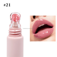 Gloss à lèvres hydratant coloré aux polypeptides 10ml Tube rose Huile minérale végétalienne Soin des lèvres 24 couleurs Gloss à lèvres personnalisé Vente en gros en vrac