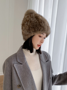 2024 femmes hiver véritable chapeau de fourrure nouvelle Collection réel Sable fourrure chapeaux luxe Sable fourrure chapeau de l'usine - Product Image 3