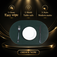 Set de table ovale en cuir PVC, imperméable, résistant à l'huile, isolant thermique, style nordique, pour hôtels et restaurants