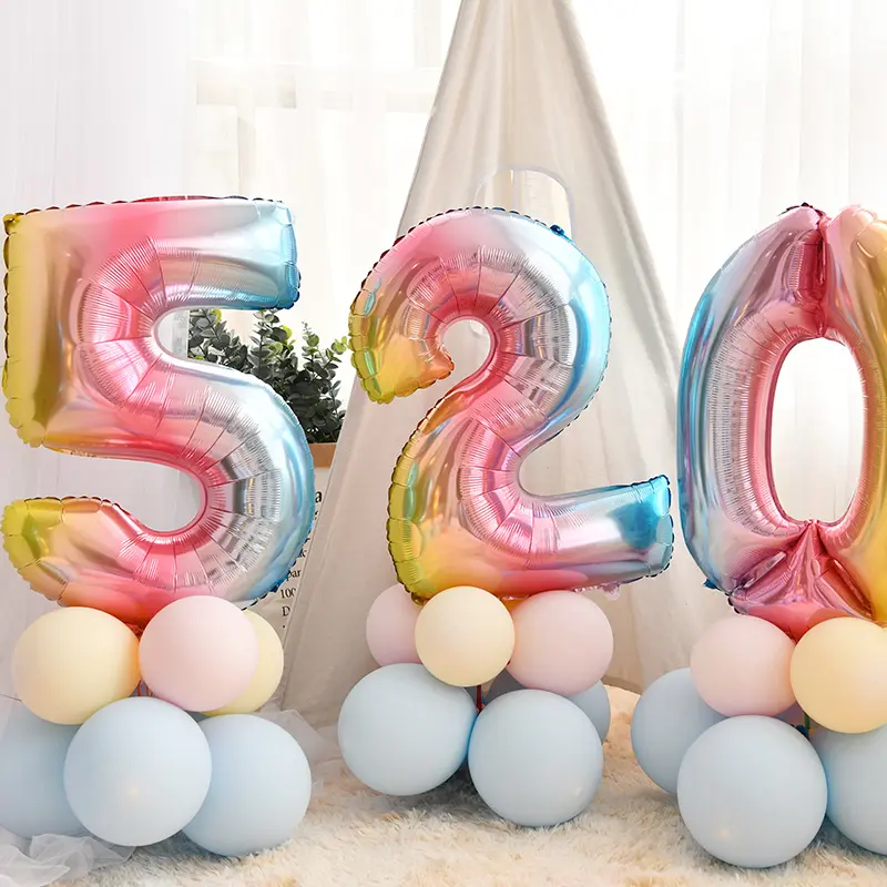 Toptan 16 32 40 inç renk 0-9 numarası helyum folyo parti balon süslemeleri doğum günü malzemeleri için balonlar