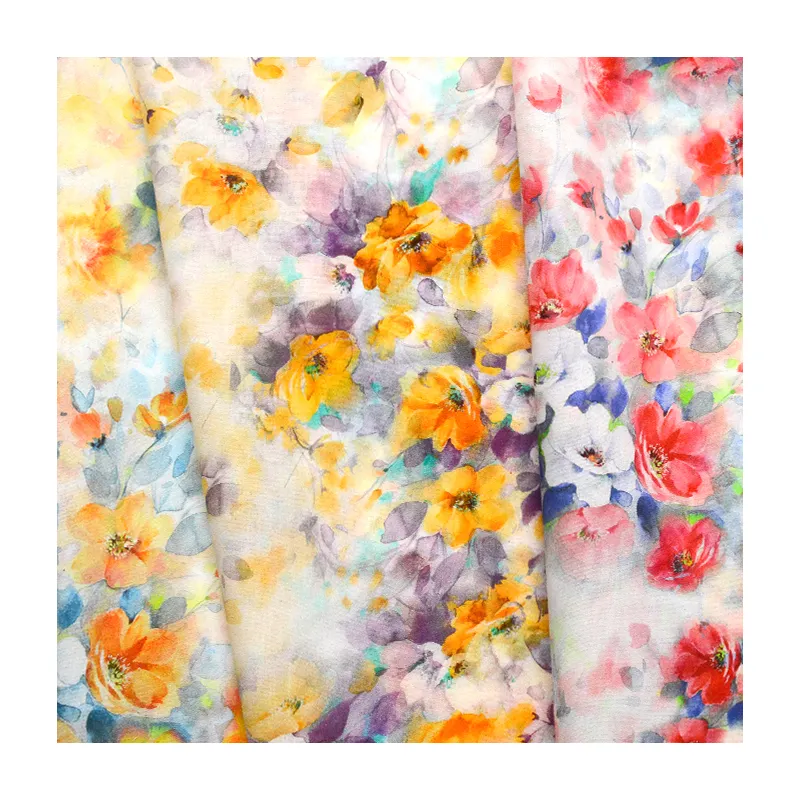 Digital Fashion Women Flower Printing Soft Liberty Cotton Fabric For Dress