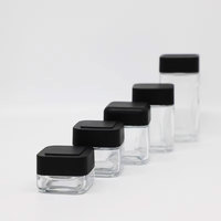 Pot en verre noir 3,5G avec étiquette personnalisée LOGO, finition douce au toucher, scellable, pour compléments alimentaires, capsules, pilules, herbes, tabac