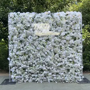 Artificial White Rose 8 X 8 Wedding Flowers Panels Wall For Photo Backdrop