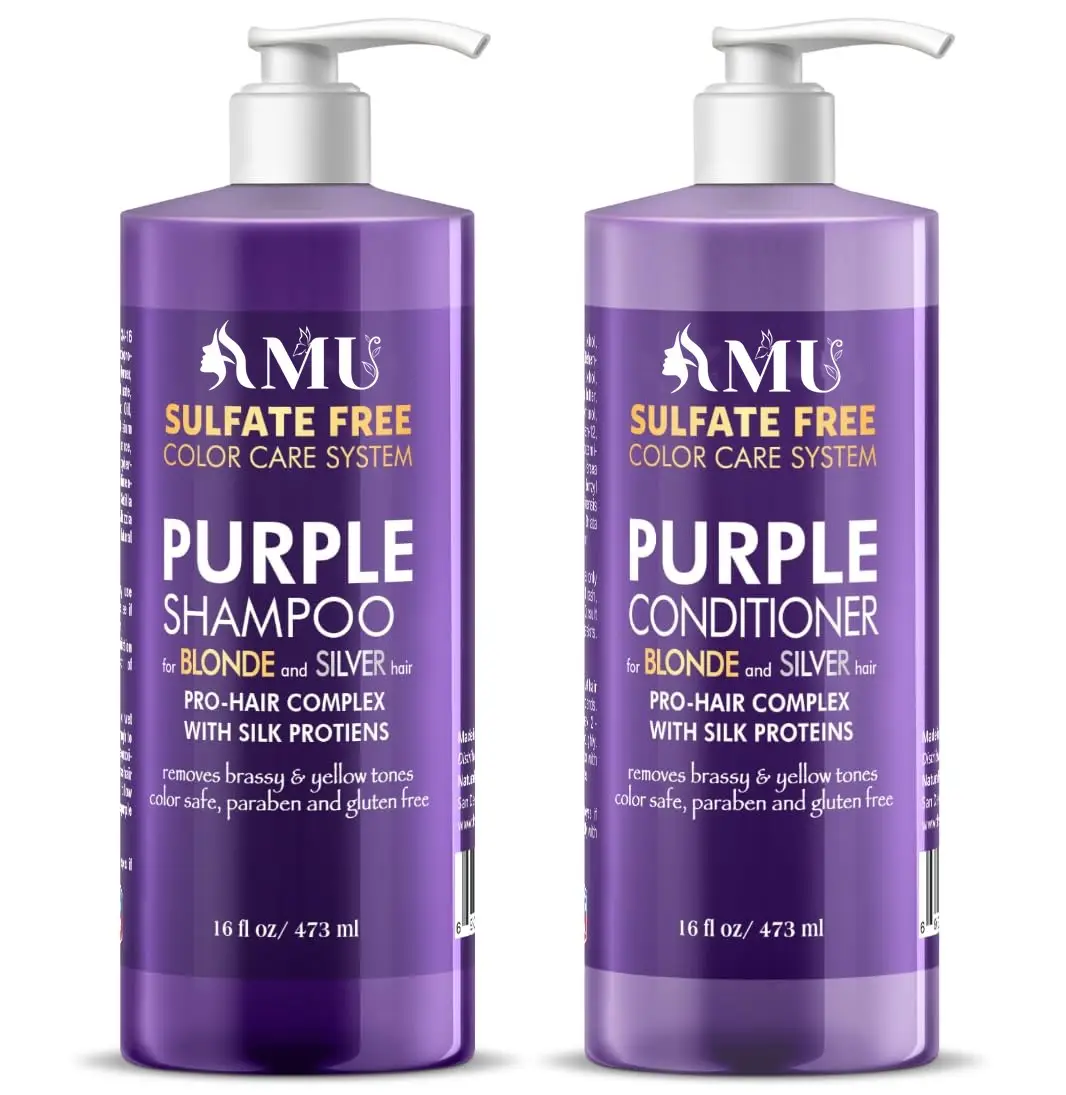 Salon Grade Blonde Enhancing Toning For Silver Hair Olive Oil Extract Hair Purple Shampoo And Conditioner