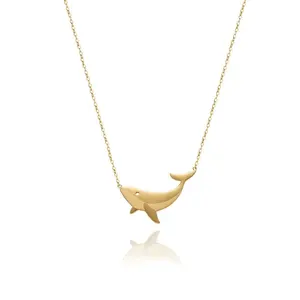 18K gold plated marine organism ocean life fish shaped whale necklace best gifts for women friend