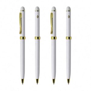 Bolígrafo Metálico Personalizado con Logotipo, Diseño Intercontinental Blanco y Dorado, Punta de 1.0 mm, para Deportes, Promociones, Reuniones de Negocios - Product Image 1