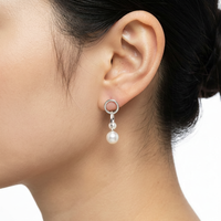 Boucles d'oreilles à double anneau en perles d'eau douce, non serties, en argent S925