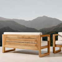 Ensemble de canapé d'extérieur en teck durable, confortable, table de jardin d'extérieur