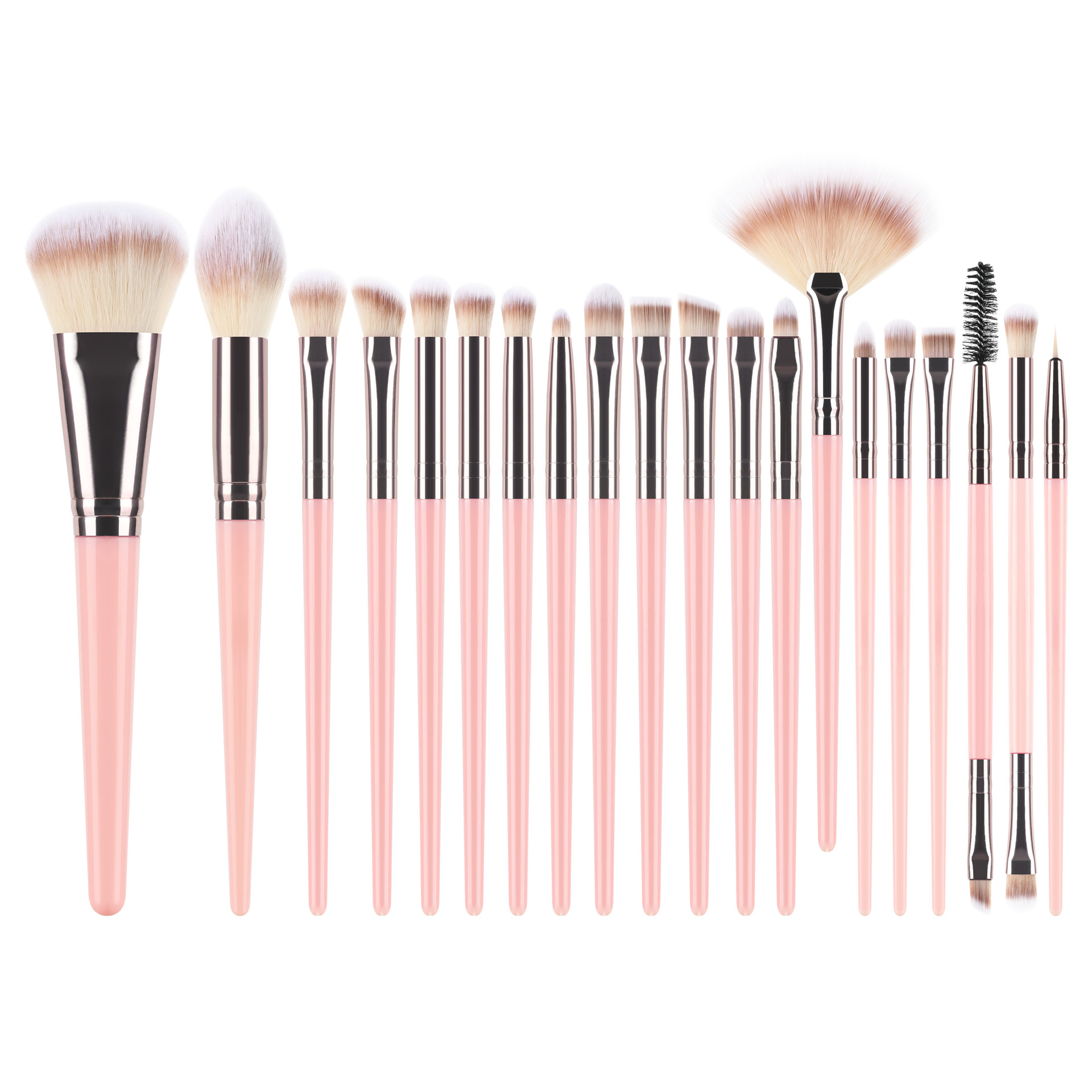 แปรงแต่งหน้าสีชมพู 20 ชิ้น