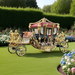 Chariot de tourisme électrique de luxe en acier doré, décoré d'une sculpture, type calèche royale à quatre roues fermée, capacité 6 personnes - Product Image 5