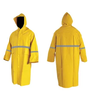 Wholesale Waterproof Rain Coat Reflective PVC Worker Wear Long Raincoat