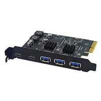 Carte d'extension USB3.2 GEN2 10Gbps PCI-E 4X vers TYPE-C avec adaptateur 5 ports et puce ASM3142 pour le statut des produits d'occasion de bureau