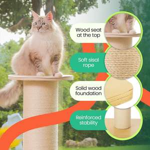 Legenda all'ingrosso tiragraffi per gatti alta Sisal da 50 pollici struttura da arrampicata per gatti con Base in legno massiccio torre dell'albero del gatto - Product Image 6