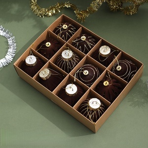 DIY 12 Pcs <b>Christmas</b> Velvet Pendants Flocked <b>Christmas</b> Baubles, <b>Christmas</b> Tree Hanging <b>Ornaments</b> White Red Set - Product Image 6