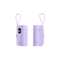 Meilleur nouveau logo personnalisable Capsule Power Bank haute capacité 5000mAh chargeur portable avec affichage LED câble USB intégré
