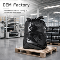Sacs poubelles noirs d'usine OEM, 40 microns, haute résistance, pour déchets commerciaux, impression personnalisée