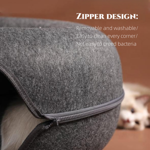 OF Vente en gros de luxe à deux étages en forme de beignets Tunnel rond en feutre personnalisé Lit pour chat Peekaboo Grotte pour chat - Product Image 3