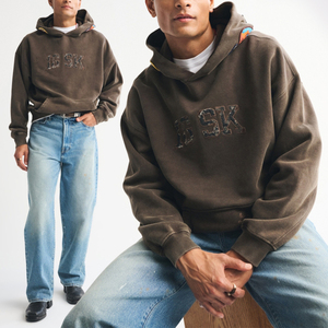 Sudadera con Capucha de Invierno 100% Algodón con Forro de Felpa, Logotipo Personalizado, Servicio OEM al por Mayor, Sudadera con Bordado y Parches para Hombre, Estilo Urbano - Product Image 1