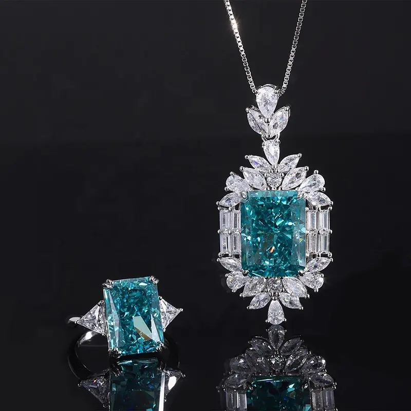 ADODO jewelry Luxury Jewelry Diamond Red Ruby AAA Zircon Water Drop Earrings Necklace Sets for Women Bridal Jewelry Set