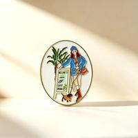 Badge en métal émaillé personnalisé, motif scène de restaurant de rue charmant, pour vêtements et sacs, idéal comme cadeau client