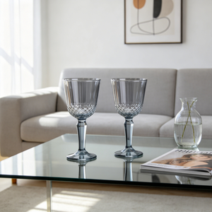 Set di Calici in Vetro Ambrato di Lusso, 2 Bicchieri da Vino Moderni con Stelo Inciso, Capacità 300ml, Eleganti Bicchieri Colorati per Matrimoni - Product Image 6