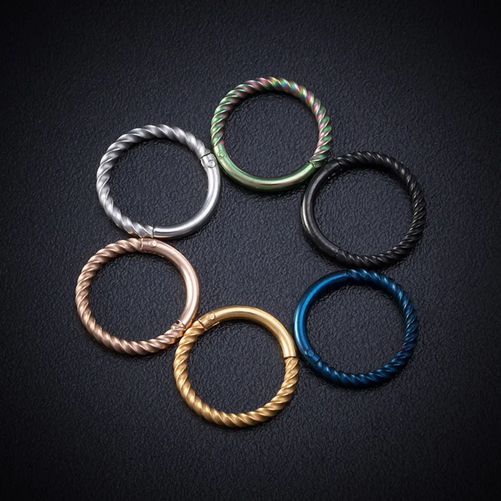 Wholesale 316L Stainless Steel Twist Interface Ring New Seamless Open Ring Nose Ring Ear Bone Stud Piercing Jewelry
