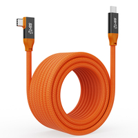 Kabel Data USB C ke USB C Sudut Kanan USB3.2 Gen 2 Tipe C 20Gbps Panjang 7 Meter dengan Pelindung Anyaman dan Jaket Nilon untuk Komputer dan Kamera